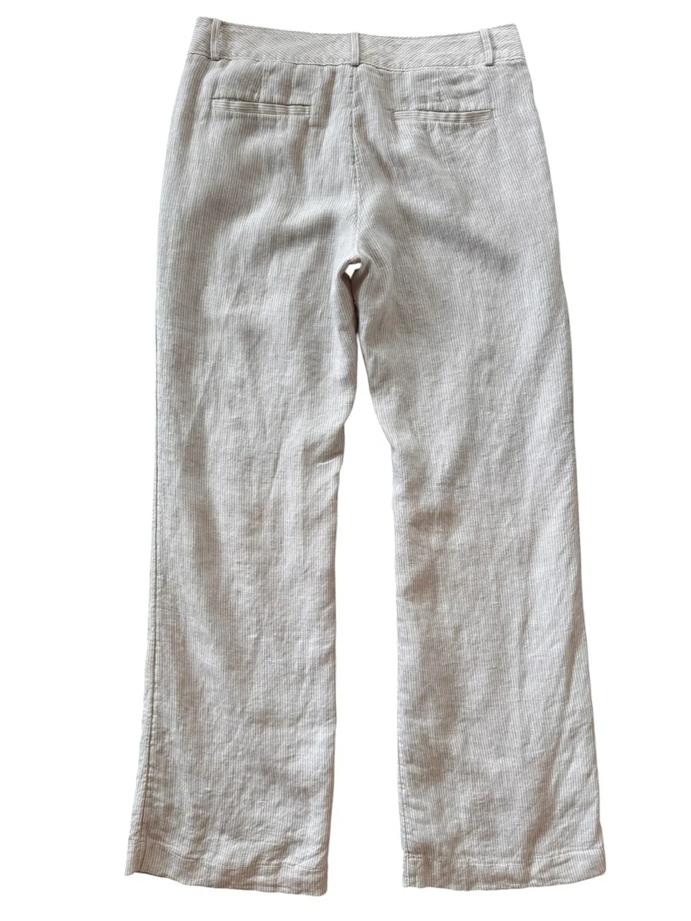 Banana Republic Linen Blend Wide Leg Pants 12 Ivory Stripe Coastal Trouser